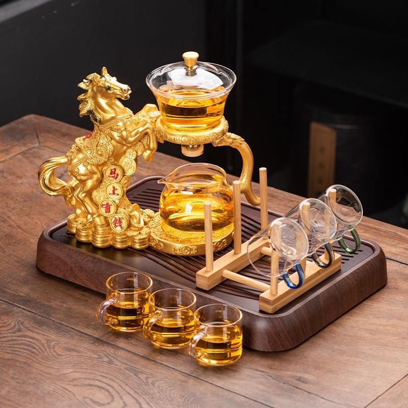 Set de ceai automat pentru uz casnic, cu sistem magnetic de infuzare și ceainic din sticlă, design elegant