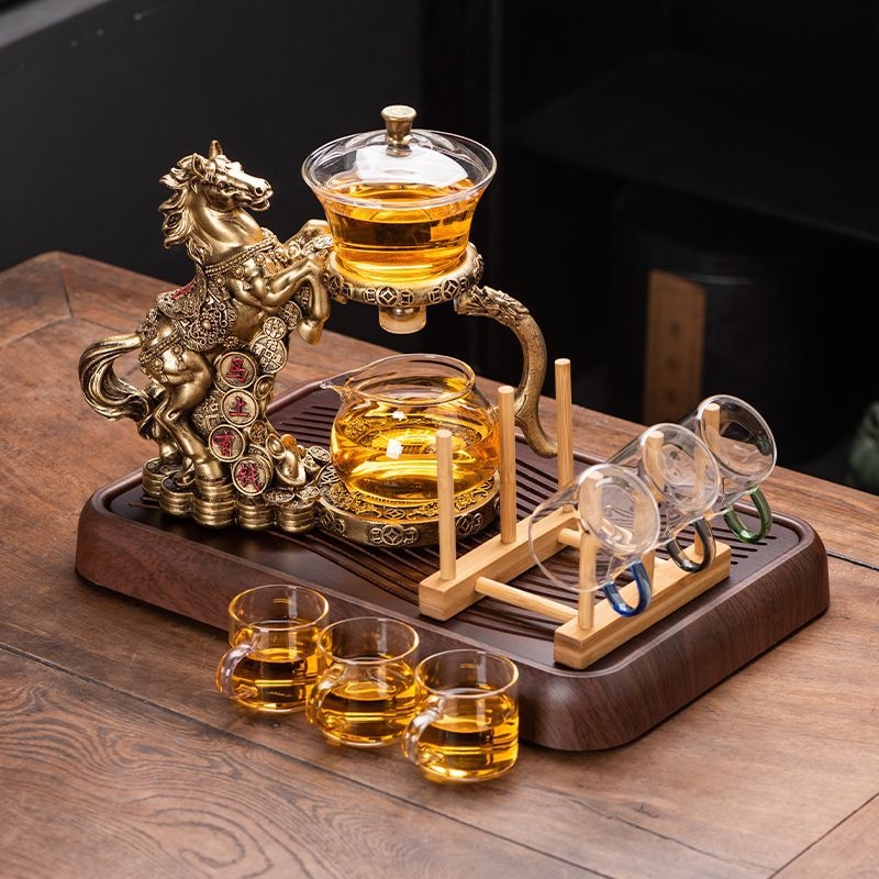 Set de ceai automat pentru uz casnic, cu sistem magnetic de infuzare și ceainic din sticlă, design elegant
