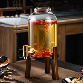 Sticlă din sticlă borosilicată cu robinet pentru infuzarea vinului, borcan sigilat din sticlă pentru vin medicinal cu ginseng