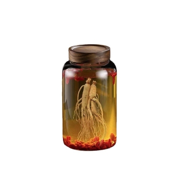 Sticlă din sticlă borosilicată cu robinet pentru infuzarea vinului, borcan sigilat din sticlă pentru vin medicinal cu ginseng