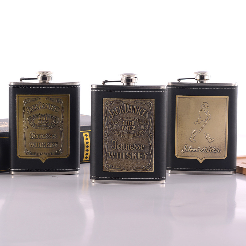Set de sticle de vin din oțel inoxidabil, pentru exterior, portabil, sticle metalice plate, 8oz
