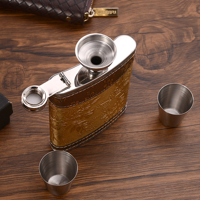 Set de sticle de vin din oțel inoxidabil, pentru exterior, portabil, sticle metalice plate, 8oz