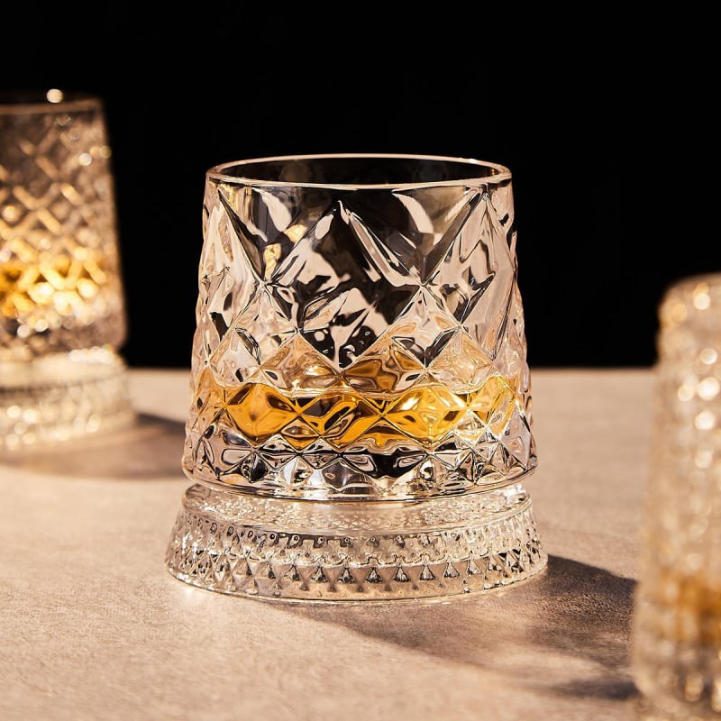 Pahar rotativ pentru whisky, cristal, pentru uz casnic