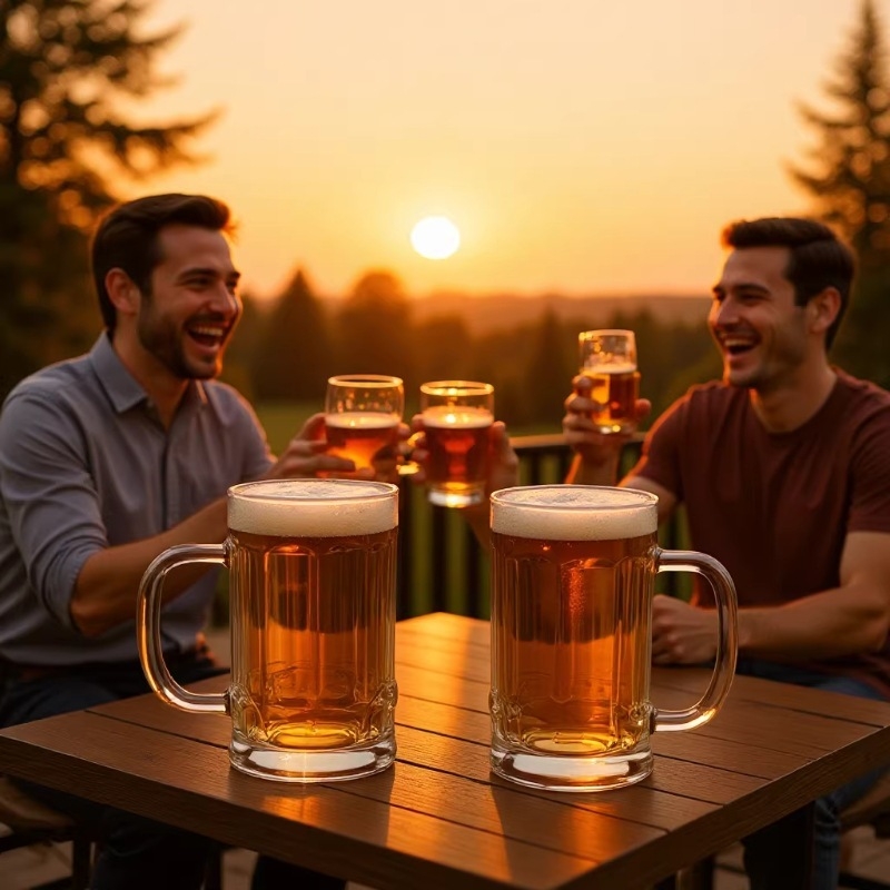 Set de 3 pahare de bere din sticlă, capacitate mare (401–500 ml), cu mâner