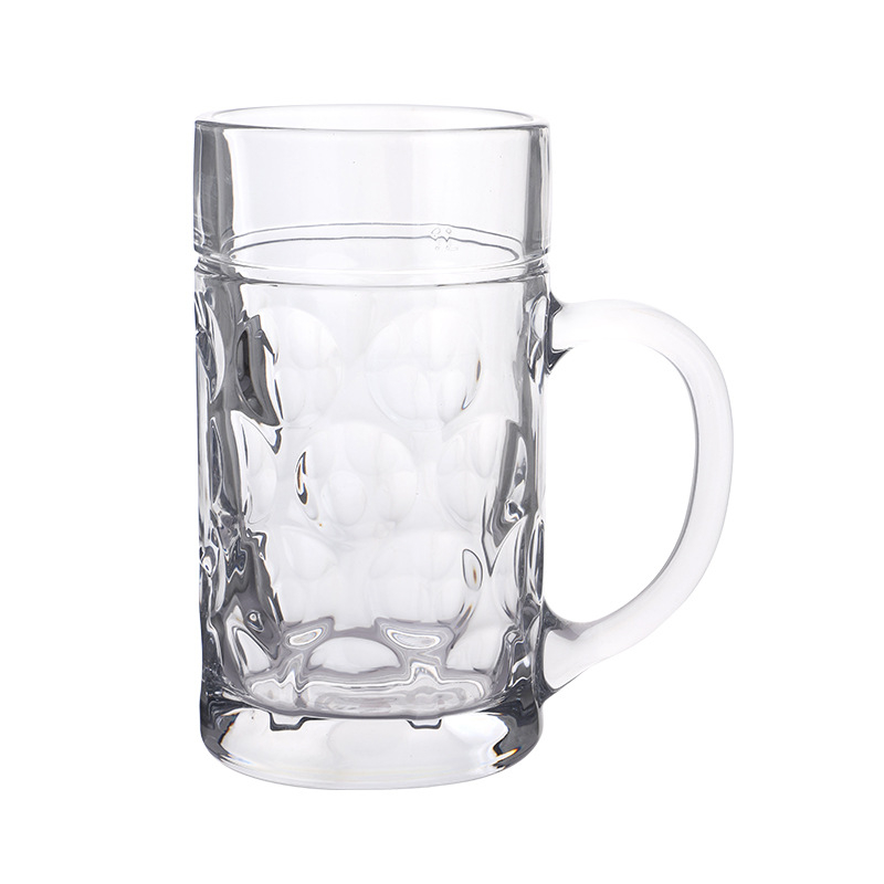 Set de 3 pahare de bere din sticlă, capacitate mare (401–500 ml), cu mâner