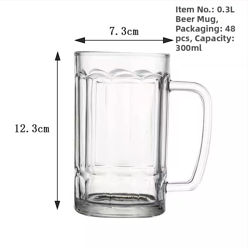 Set de 3 pahare de bere din sticlă, capacitate mare (401–500 ml), cu mâner