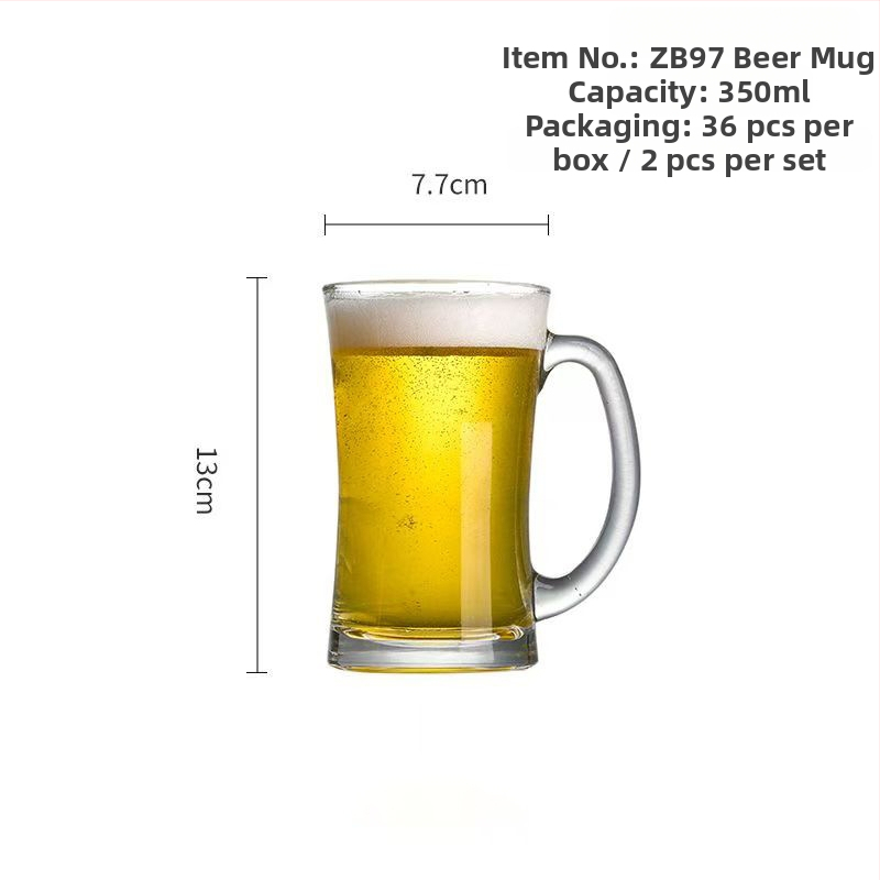 Set de 3 pahare de bere din sticlă, capacitate mare (401–500 ml), cu mâner