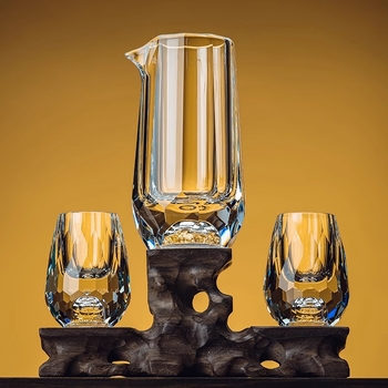 Pahare de cristal pentru băuturi spirtoase, cu folie de aur, design îngroșat, stil chinezesc, mic pahar gradat pentru uz casnic