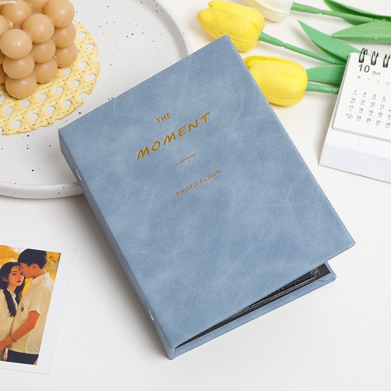Polaroid Mini 3 inch album foto cu velur pentru 64 de carduri, format lat de 5 inch, buzunare pentru bilete de cinema și tren, spațiu pentru carduri mici