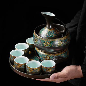 Set ceramic pentru încălzirea vinului în stil antic chinezesc, porțelan, capacitate mare, pentru uz casnic