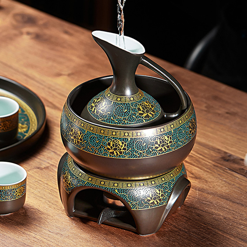 Set ceramic pentru încălzirea vinului în stil antic chinezesc, porțelan, capacitate mare, pentru uz casnic