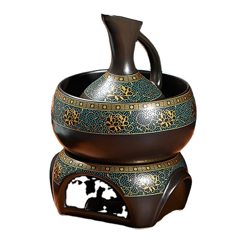 Set ceramic pentru încălzirea vinului în stil antic chinezesc, porțelan, capacitate mare, pentru uz casnic