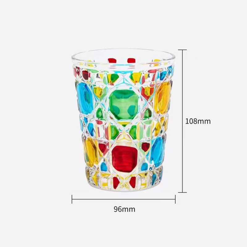 Pahar retro din sticlă colorată, cu relief, de înaltă calitate, pentru bere, lichior, lapte și ceai