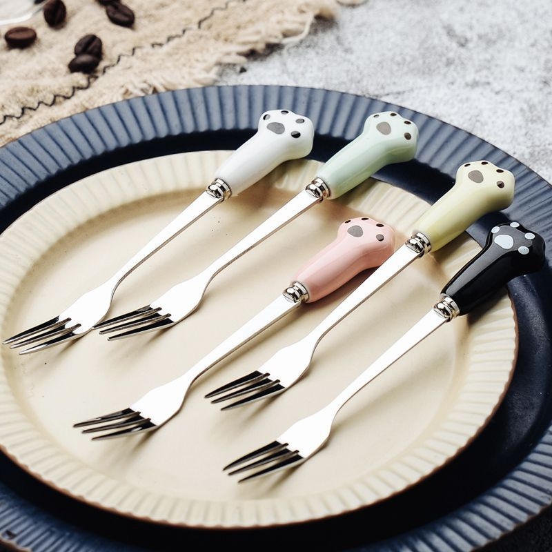 Set de 5 furculițe din oțel inoxidabil pentru fructe, pentru uz casnic – furculițe mici pentru prăjituri, desert, salate și mooncakes