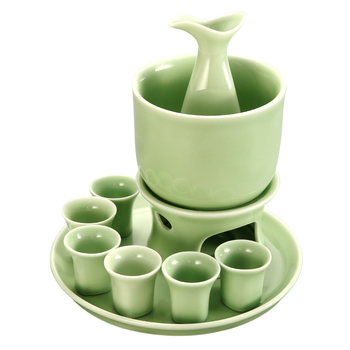 Încălzitor și dozator din porțelan celadon, set de pahare pentru sake pentru uz casnic, cadou de afaceri cu logo personalizat