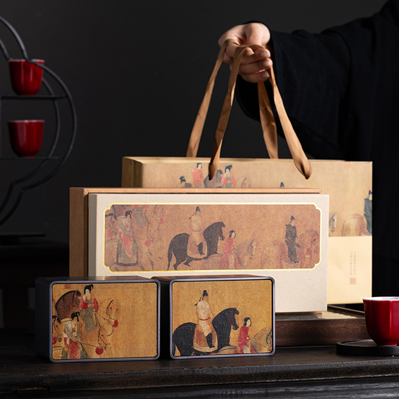Ambalaj ceai în stil vintage – cutie cadou goală cu recipiente pentru ceai