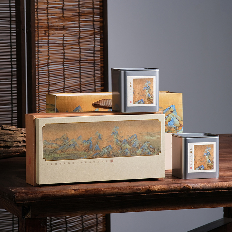 Ambalaj ceai în stil vintage – cutie cadou goală cu recipiente pentru ceai