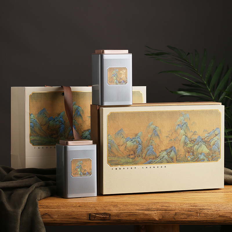 Ambalaj ceai în stil vintage – cutie cadou goală cu recipiente pentru ceai