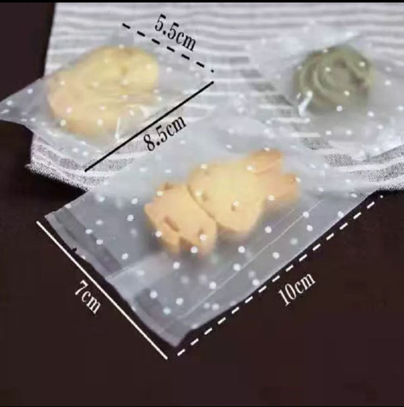 Pungi sigilante din film compozit mat, cu puncte albe, pentru Mooncakes Mid-Autumn, 100 buc.