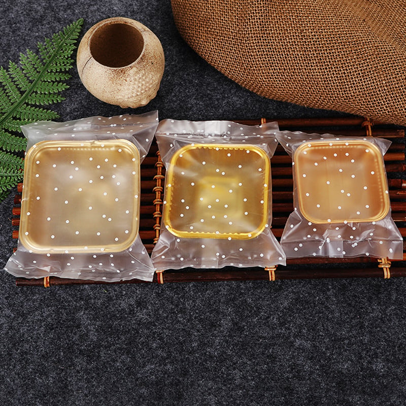 Pungi sigilante din film compozit mat, cu puncte albe, pentru Mooncakes Mid-Autumn, 100 buc.