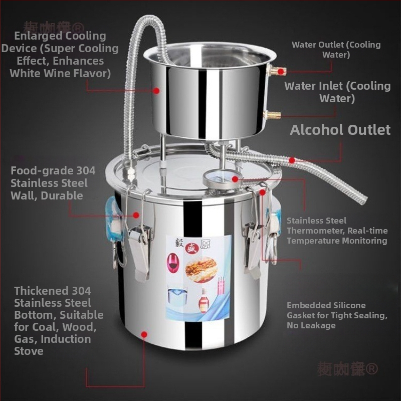 Distilator casnic din oțel inoxidabil pentru băuturi spirtoase