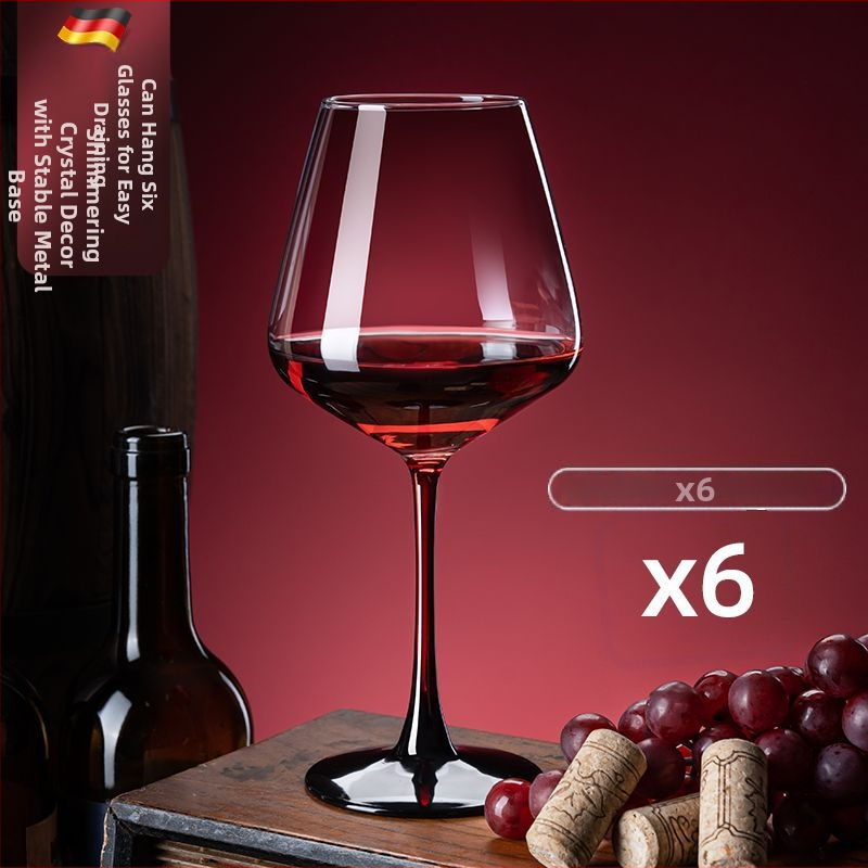 Set Burgundy din cristal fără plumb cu suport integrat: decantor și două pahare