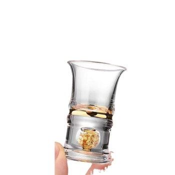 Set de pahare din sticlă cristal cu foiță de aur, stil chinezesc, pahare mici pentru vin, cadou pentru uz casnic