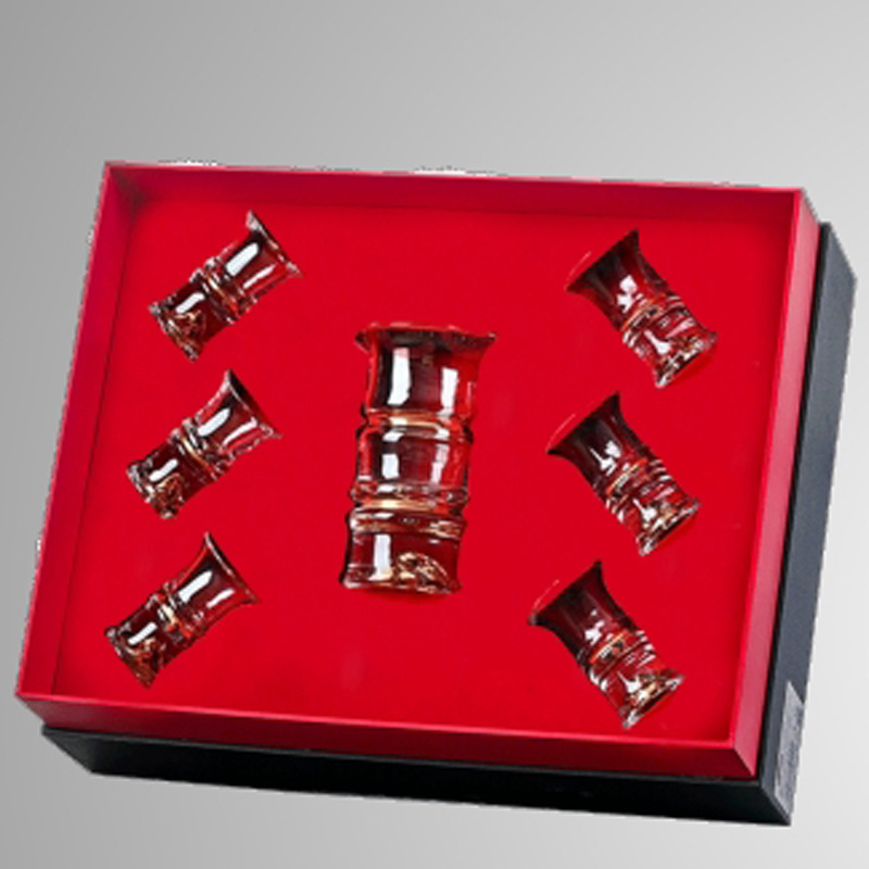 Set de pahare din sticlă cristal cu foiță de aur, stil chinezesc, pahare mici pentru vin, cadou pentru uz casnic