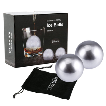 Bilă de gheață din oțel inoxidabil 304, diametrul 25.4 mm, pentru whisky – piatră metalică de bar
