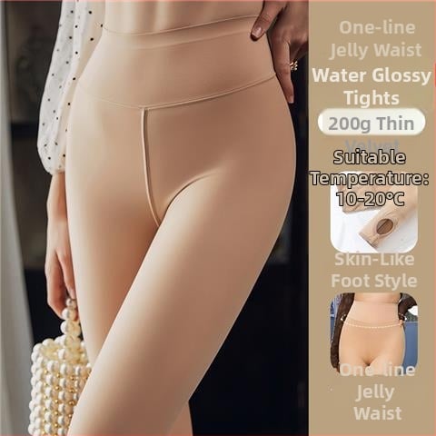 Plus-size čarape s nude učinkom i fleece-om za jesen-zimu