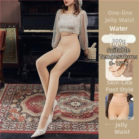 Plus-size čarape s nude učinkom i fleece-om za jesen-zimu