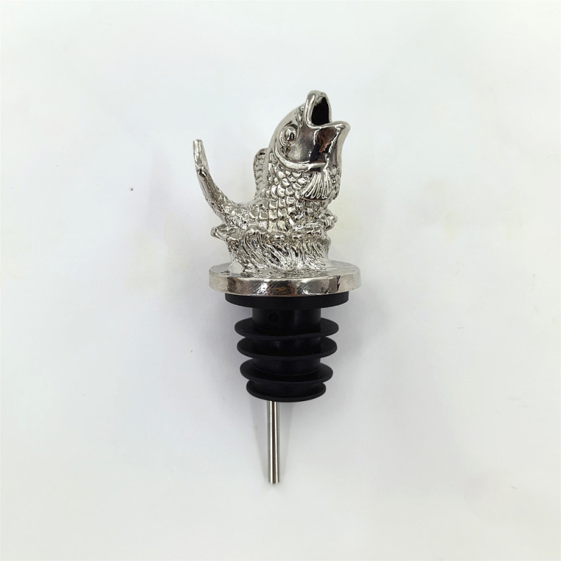 Dragonfish auriu din aliaj – turnător de vin și dop de sticlă, dop pentru vin roșu, conservator de vin