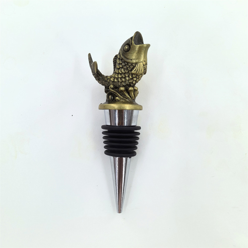 Dragonfish auriu din aliaj – turnător de vin și dop de sticlă, dop pentru vin roșu, conservator de vin