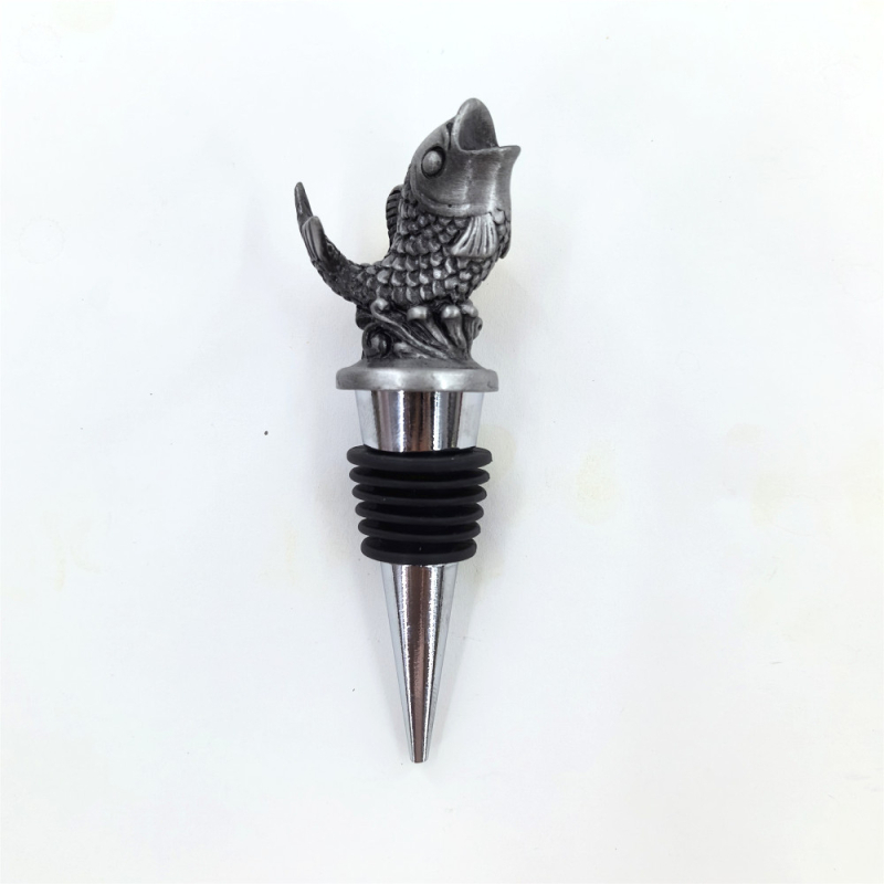 Dragonfish auriu din aliaj – turnător de vin și dop de sticlă, dop pentru vin roșu, conservator de vin