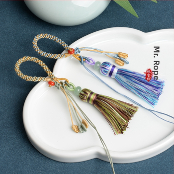 Ručne vyrobený DIY kľúčenka s krúžkom, spona na prsten, farebne blokovaný kukuričný uzol a fénixový chvost bojt, šnúrka na nosenie – polotovarový doplnok na kľúče od auta