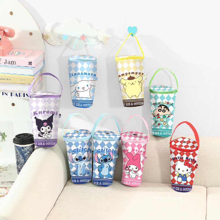 Husă pentru ceașcă de Milk Tea Stitch cu mâner – husă portabilă pentru birou