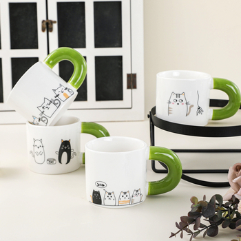 Cană ceramică cu pisică drăguță, desen animat, pentru mic dejun, lapte și ceai la birou