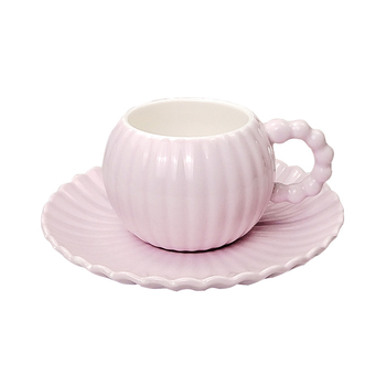 Set cană și farfurioară din ceramică, design creativ, cană de cafea cu farfurie cu dungi, cadou
