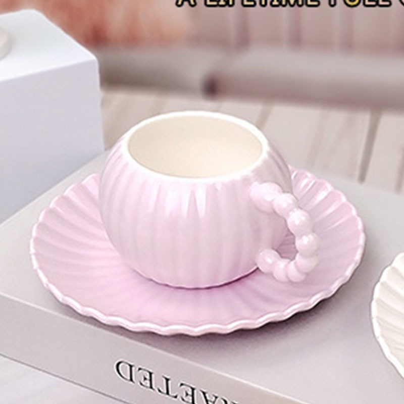 Set cană și farfurioară din ceramică, design creativ, cană de cafea cu farfurie cu dungi, cadou