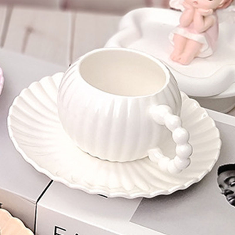 Set cană și farfurioară din ceramică, design creativ, cană de cafea cu farfurie cu dungi, cadou