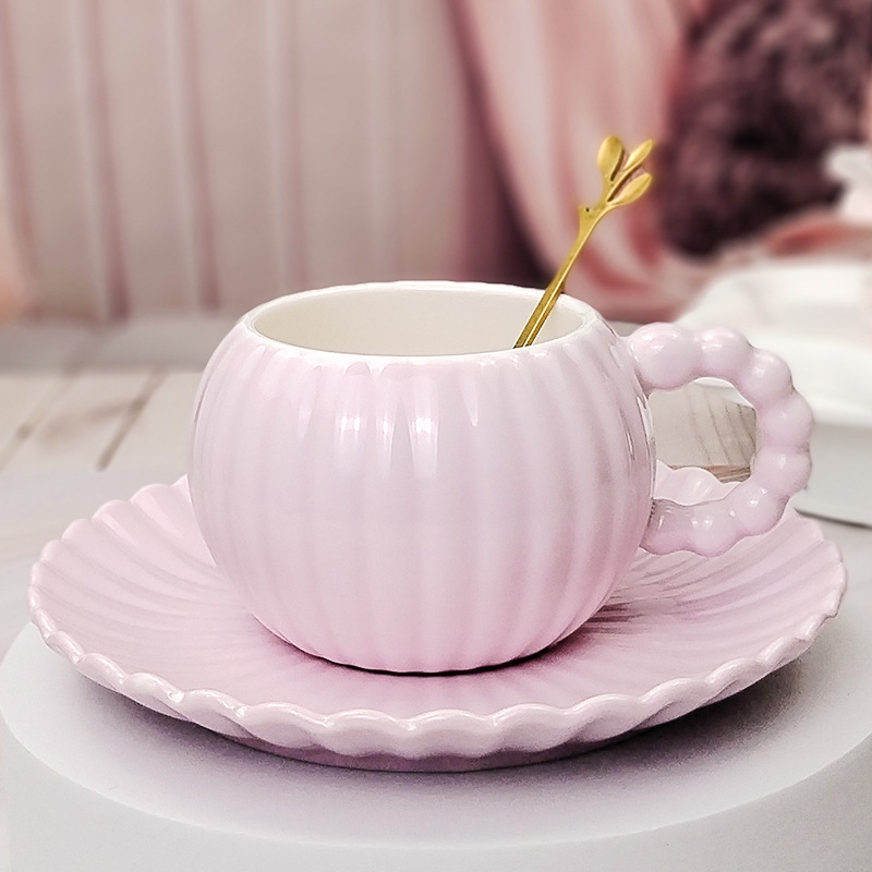 Set cană și farfurioară din ceramică, design creativ, cană de cafea cu farfurie cu dungi, cadou