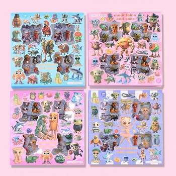 Stickere pentru jurnal Shan Hai Jing, cutie cadou cu 100 foi, DIY 2D cartoon creativ pentru jurnal