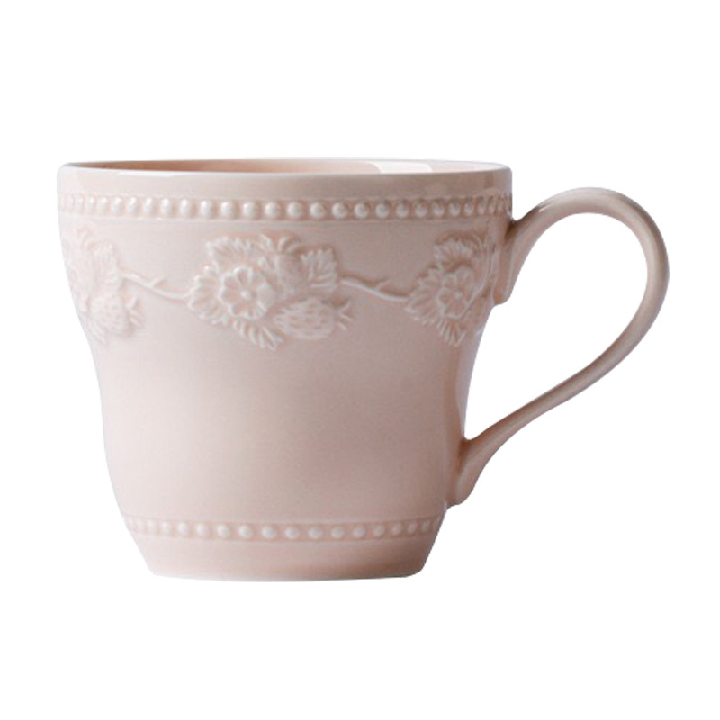 Ceașcă ceramică cu relief, design elegant, stil franțuzesc pentru cupluri, ceașcă de mic dejun