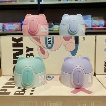 Capac pentru cană termică pentru copii, cu pai și duză, capac universal pentru băut direct, silicon alimentar