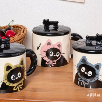 Ceașcă ceramică cu capac în formă de pisică, pentru birou, cadou pentru cupluri, în cutie cadou, zi de naștere