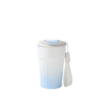 Cană termoizolantă din oțel inoxidabil 304, cu dungi și finisaj gradient, cană de cafea portabilă