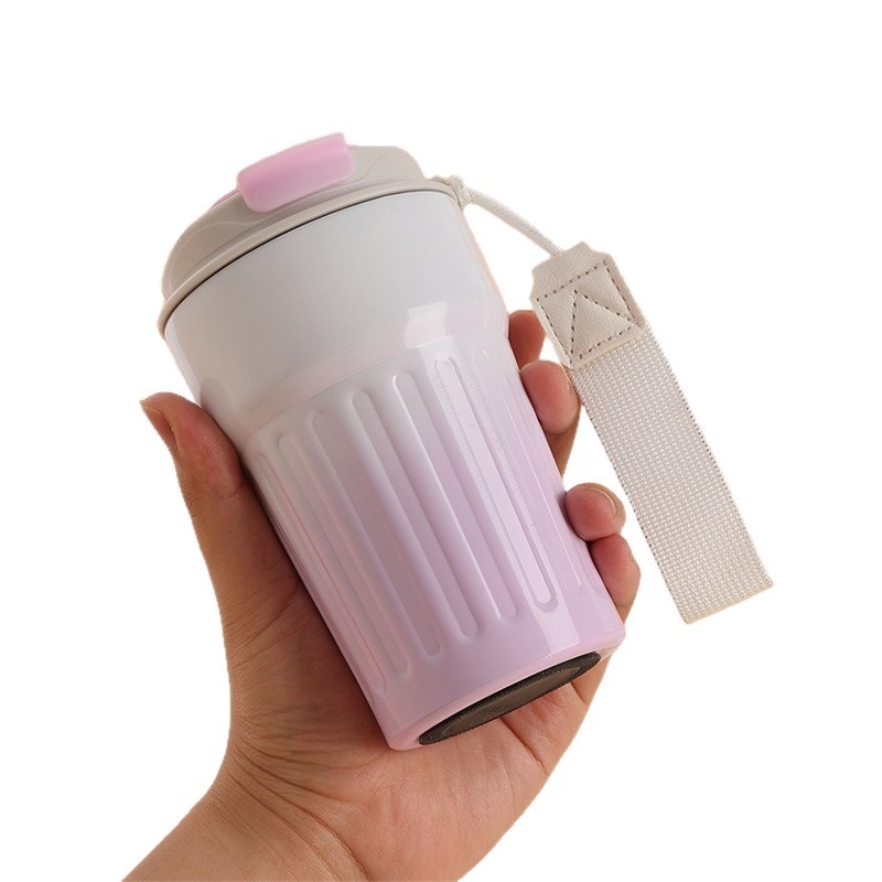 Cupa termo din oțel inoxidabil, cu curea, portabilă și drăguță, ceașcă de cafea