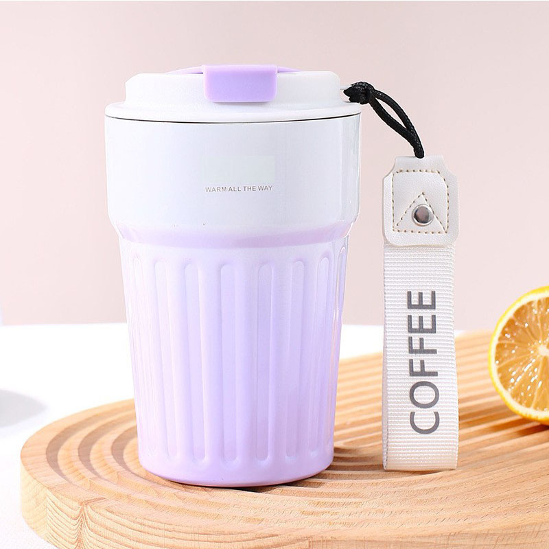 Cupa termo din oțel inoxidabil, cu curea, portabilă și drăguță, ceașcă de cafea
