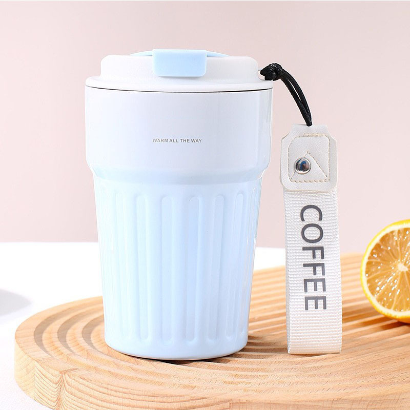 Cupa termo din oțel inoxidabil, cu curea, portabilă și drăguță, ceașcă de cafea