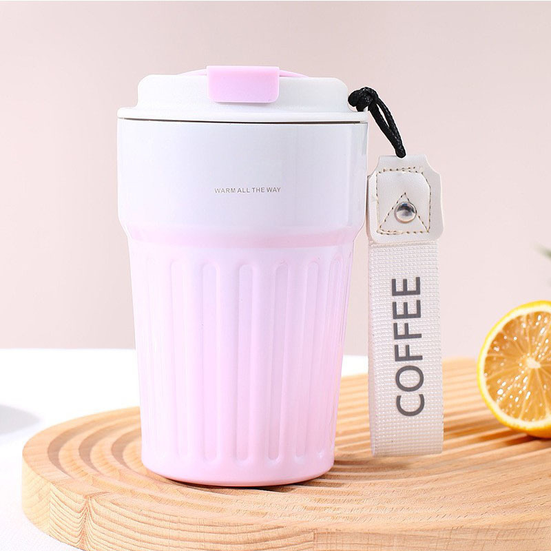 Cupa termo din oțel inoxidabil, cu curea, portabilă și drăguță, ceașcă de cafea